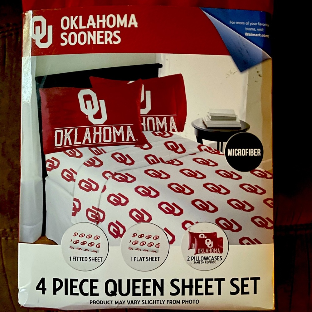 Oklahoma Sooners (OU) Queen 4pc Sheet Set